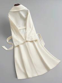 GlowEve 女士编织优雅度假主题冬季羊毛面料 - 米色 - 查看 2