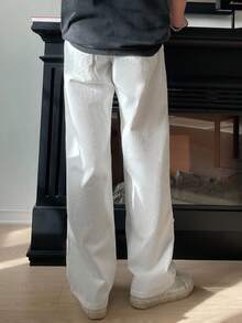 DAZY Men Solid Color Simple Daily Casual Jeans, For Fall