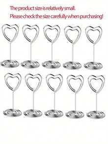 5/10/20 件金色桌号卡夹，心形桌面照片夹桌照片架座位卡夹适用于纸质菜单夹 - 銀色 - 查看 2