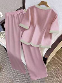 Franclia Women Two Pieces Outfits For Daily Wear - Pink - View 2