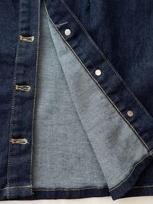 Elamini Women's Casual Commuter Front Button Denim Dress