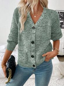 Chiquease Cárdigan casual y sencillo para mujer, parte superior de manga larga - Gris - Ver 1