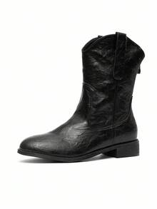 CUCCOO CURVES Women's Fashionable Black Comfortable Wide-Fit Round Toe Flat Ankle Boots - Black - View 5