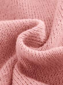 SHEIN Babygirl Khaki Ruffled Hem Long Sleeve Sweater Dress, Casual & Cute, Autumn/Winter - Pink - View 3