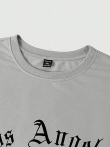 Manfinity Homme Men's Plus Size Letter Printed Short Sleeve T-Shirt And Sweatpants Set - Black - View 4