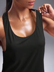 Powerista 夏季圓領字母印花運動背心 - 黑色 - 查看 4