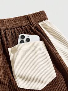 ROMWE MEN Casual Quần nỉ nam màu tương phản thường ngày đi làm - màu nâu - Xem 6