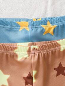 SHEIN 4pcs Baby Boy Cute Glow-In-The-Dark Star & Moon Pattern Long Sleeve Bodysuit And Long Pants Comfortable Pajamas Set - Multicolor - View 8