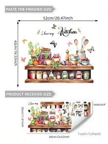 SHEIN 1PC Watercolor Kitchen Tableware Slogan Home Decor Wall Sticker - Multicolor - View 21