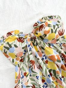 Soleia 大码女式波西米亚风秋季假期毕业季返校季返校秋假娃娃装上衣万圣节圣诞节闪光返校节、婚礼、音乐会、比赛日花卉印花甜美休闲可爱抹胸，适合夏季