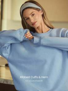 GLOWMODE Sweatshirt Tebal Bahan Fleece Ukuran Besar, Hangat dan Nyaman untuk Musim Dingin - Biru - View 4