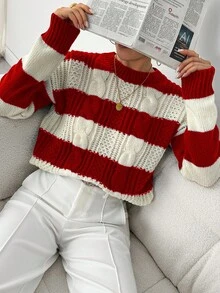 EMERY ROSE Solid Color Round Neck Casual Long Sleeved Sweater Pullover For New Year Clothes - Multicolor - View 3