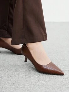 CUCCOO BIZCHIC Giày cao gót mũi nhọn màu đen thời trang dành cho nữ, thoải mái, thích hợp để đi làm, hẹn hò, tiệc tùng và đi nghỉ - Cà phê nâu - Xem 4