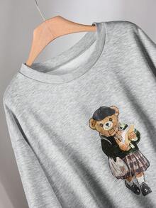 CosyJoli Women's Plus Size Round Neck Printed Long Sleeve Plus Size Sweatshirt, Fashionable Casual Everyday Wear In Fall/Winter