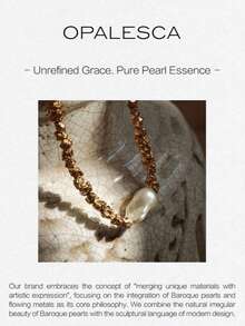 Opalesca 1 par de pendientes elegantes con cadena dorada y perla falsa, adecuados para uso diario - Amarillo Oro - Ver 6