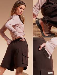 GLOWMODE Pantalones cargo 3 en 1 resistentes al agua, desmontables, de pierna ancha, tipo jogger, shorts, para otoño e invierno, para actividades al aire libre, senderismo, trotar, uso diario - Marrón Chocolate - Ver 8