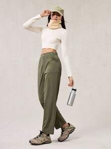 OutZeal 女士防水弹力可调节腰带贴袋户外裤，适合徒步露营，秋冬季穿着 - 綠色 - 查看 7