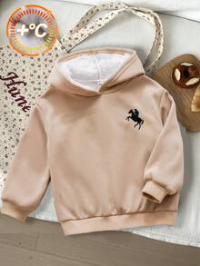 SHEIN 可爱百搭卡其色保暖内衬连帽卫衣，适合年轻女孩，秋冬 - 彩色 - 查看 2