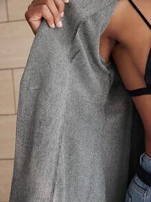 Lumivelle 女式宽松翻领长袖西装外套 - 灰色 - 查看 7