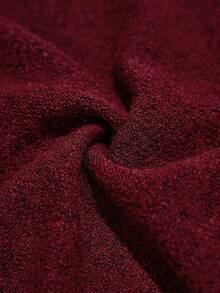 RiviMae Robe en tricot élégante à col rond, manches longues, poignets et ajustée, couleur unie, automne - Rouge foncé - Voir 7