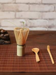 3pcs/Set Bamboo Whisk Tea Spoon Matcha Whisk Tea Spoon And Scoop Tea-Making Tools Back To School Halloween Decor Wall Decor, Bedroom Curtains Living Room Decor Fall Decor,Christmas Decorations - Army Green - View 2