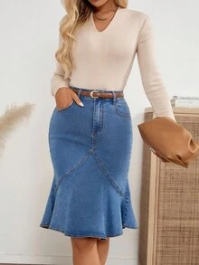 EMERY ROSE 女式蓝色休闲牛仔迷你裙