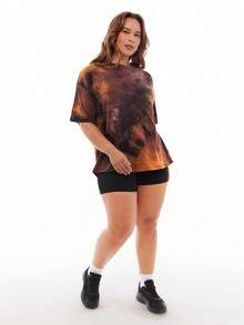 Solavibe Plus Size Women's Tie-Dye Round Neck T-Shirt For Summer - Multicolor - View 2