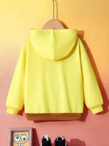 SpongeBob SquarePants | SHEIN Young Boy Cute Cartoon Pattern Casual Loose Fit Long Sleeve Yellow Sweatshirt Character Clothes