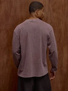 Musero 长袖水洗微褶纽扣宽松T恤 秋冬/春夏 - 咖啡棕 - 查看 5