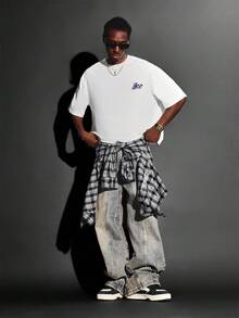 SUMWON T-shirt à manches courtes avec logo streetwear, coupe oversize, slogan mode aventure, tee-shirt décontracté d'été pour hommes - Blanc - Voir 3