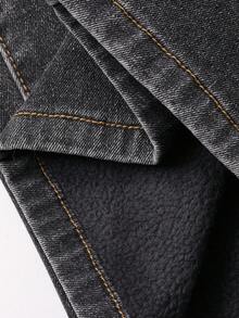 DAZY Jeans anchos de mujer con efecto desgastado y lavado vintage, con forro polar grueso, estilo vaquero occidental, para otoño/invierno