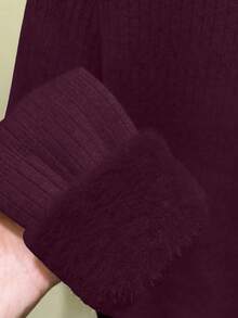 Franclia 秋冬新款修身简约高领针织毛衣 - 紫色 - 查看 3