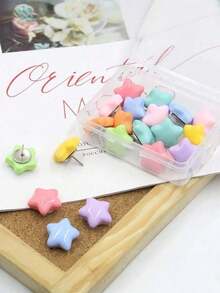 16/32 件多色星形图钉装饰图钉适用于公告板照片墙办公室学校家庭组织 DIY 装饰用品 - 彩色 - 查看 7