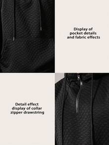 Manfinity Acti Log 男士休闲运动口袋抽绳拉链卫衣 - 黑色 - 查看 7