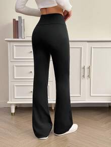 SHEIN Tall 女士高腰显瘦纯黑色休闲裤，适合夏季和秋季穿着，感恩节等场合，黑色休闲裤