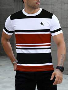 Manfinity Dauomo تي شيرت كاجوال قصير الأكمام ذو رق...