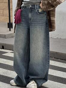 DAZY 青少年女孩日常穿着牛仔裤 - 藍色 - 查看 3