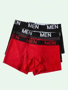 Manfinity Underwear&Sleepwear Basics 3件套大码男士字母腰带平角内裤