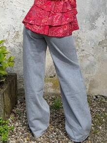 Jeta Ari Pantalones informales de mezclilla flojos de pierna recta para mujer con bolsillos