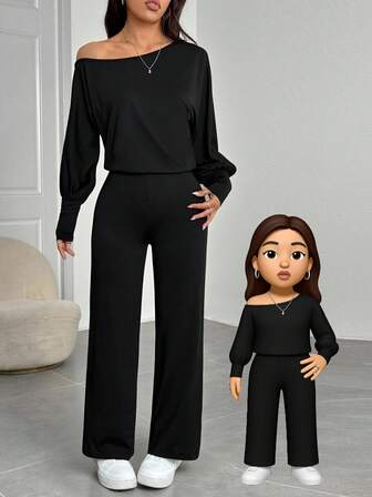 SHEIN PETITE Women's Solid Color Asymmetric Collar Casual Jumpsuit, Suitable For Petite,Fall Clothes For Women,Chic Women's Jumpsui,Elegant,Civil Wedding,Wedding Guest , Party,Home, Leisure, Comfort Upgrade,Sporty, Multifunctional