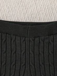 SHEIN 女婴彼得潘领长袖长裤休闲宽松套头毛衣套装秋冬女童两件套套装女婴黑色两件套冬季女婴服装女婴黑色套装 - 黑色 - 查看 6