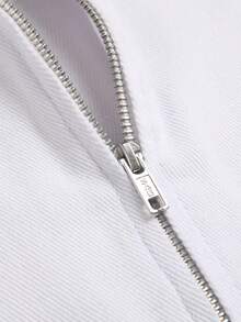 Manfinity Homme Men's Long Sleeve Casual Versatile Solid Color Denim Jacket Manfinity , For Fall - White - View 5