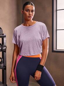 Powerista Breathable And Soft Open Back Loose Fit Sports T-Shirt Gym Women Shirts - Dusty Purple - View 5
