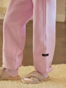 GLOWMODE Heavyweight Fleece Oversized Fit Adjustable Drawstring Waist Basic Joggers With Side Pockets Daily Casual Thermal Warm Winter Valentine's Day - Bubblegum Pink - View 5
