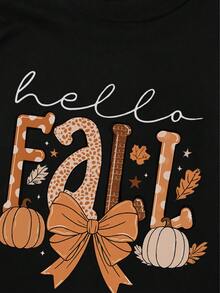 Glissea Sweat-shirt-shirt décontracté et pour femmes, coupe ample, col rond, motif citrouille d'Halloween, style minimaliste polyvalent. Automne/Hiver - Noir - Voir 6