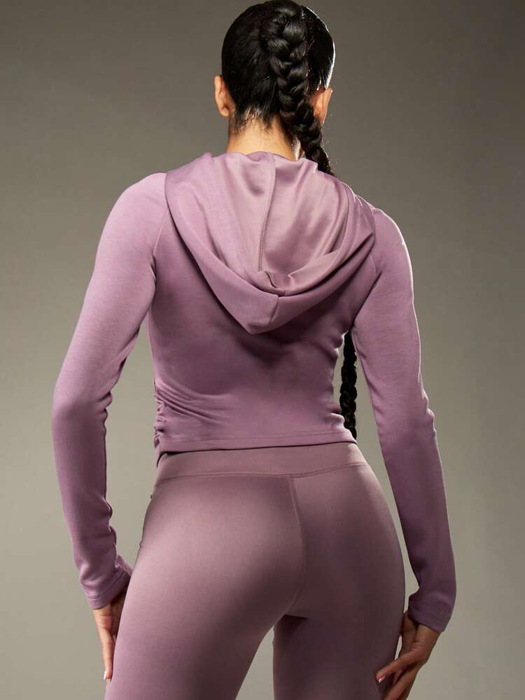 MISSGUIDED Felpa con cappuccio atletica con arricciature laterali, con cordino, manica lunga, top da allenamento per attività fisica, corsa, esercizio, allenamento, abbigliamento sportivo, yoga, fitness, palestra