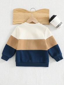 Cozy Pixies Felpa girocollo a maniche lunghe con colori a contrasto per bambino, versatile e confortevole in autunno/inverno