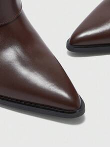 CUCCOO BIZCHIC Women's Casual Solid Color Versatile Pointed Toe Chunky Heel Ankle Boots - Rust Brown - View 3
