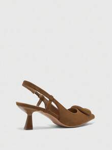 CUCCOO BIZCHIC 咖啡色尖头小猫跟时尚派对/宴会/通勤百搭舒适女式高跟一脚蹬浅口鞋 - 咖啡棕 - 查看 3