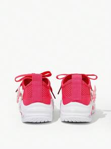 JNSQ A Pair Of Girls' Hot Pink 3D Flower Flat Comfort  Soft Sole, Everyday Running And Casual Shoes Kids Sneakers - Hot Pink - View 6